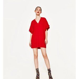 Zara Ruffle Sleeve Shift Dress